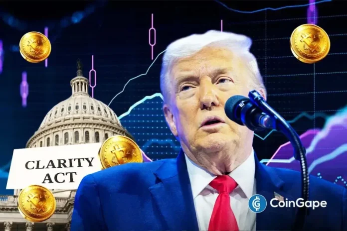 <p>US President Donald Trump gave the longest State of the Union address of nearly 1 hour and 48 minutes. While the speech highlighted economic wins, border security, tariffs, and policies, Trump failed to mention crypto, Bitcoin, or the long-awaited CLARITY Act. BTC price surged more than 3% before the speech in anticipation of hints about</p>
<p>The post <a href="https://coingape.com/clarity-act-odds-bitcoin-drop-as-trump-skips-crypto-in-state-of-the-union-speech/">CLARITY Act Odds, Bitcoin Drop as Trump Skips Crypto in State of the Union Speech</a> appeared first on <a href="https://coingape.com/">CoinGape</a>.</p>
<br>